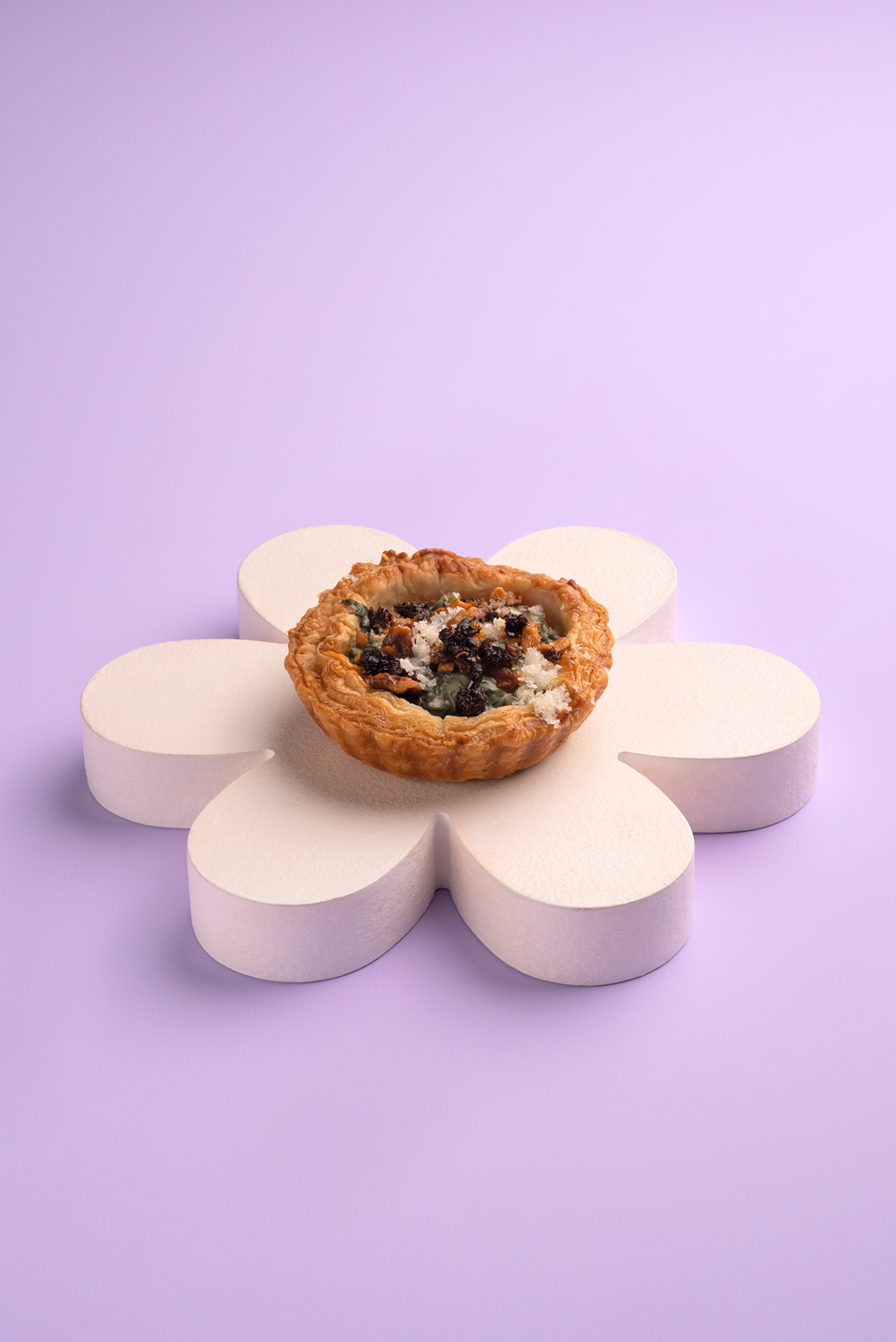 Spinach, Feta & Walnut Quiche with Chilli Oil